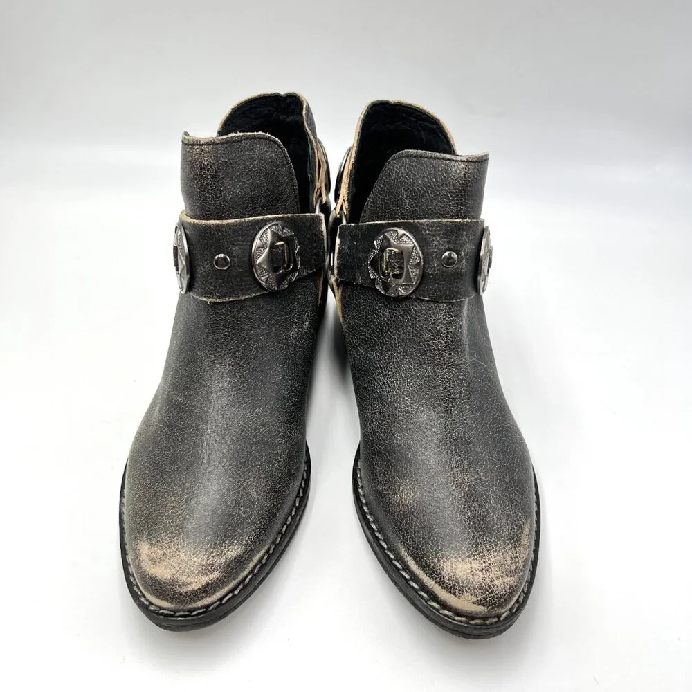 Chinese Laundry Womens Size 6 Black Distressed Austin Western Style‎ Ankle Boots